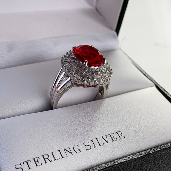 Sterling Silver ruby color ring size 8 - Picture 5 of 6